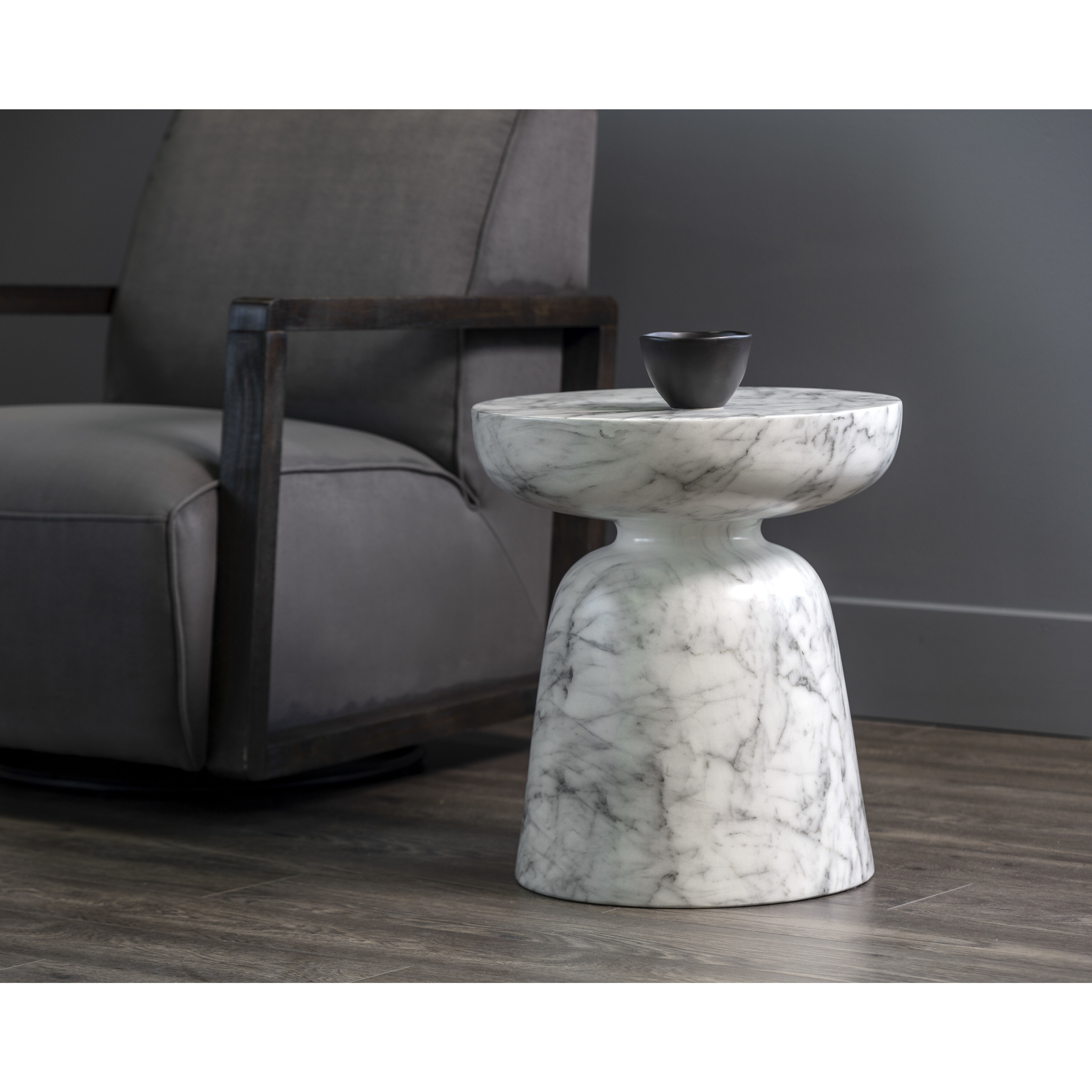 Lucida 20 X 18 inch Marble Look / White Outdoor End Table